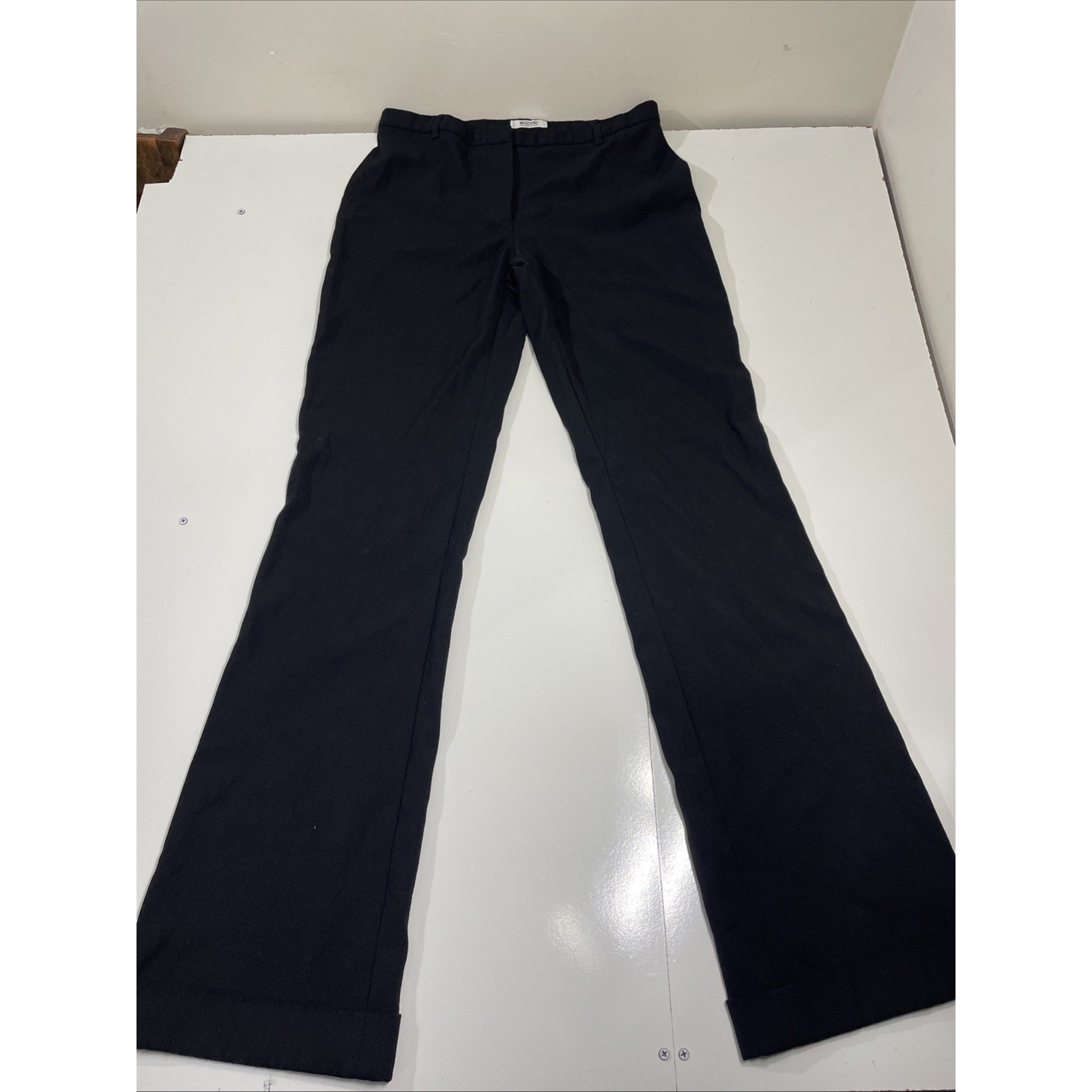 Moschino Cheap & Chic Dress Pants Straight Pleated Wool Black Size 10 Designer